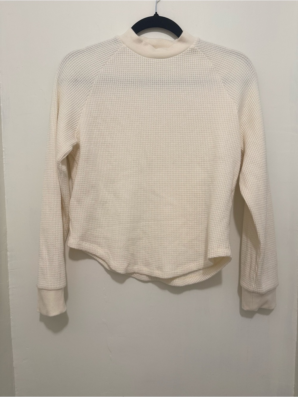 Madewell Small ivory Cream Roll-trim Waffle-knit pullover Sweater -fall, winter